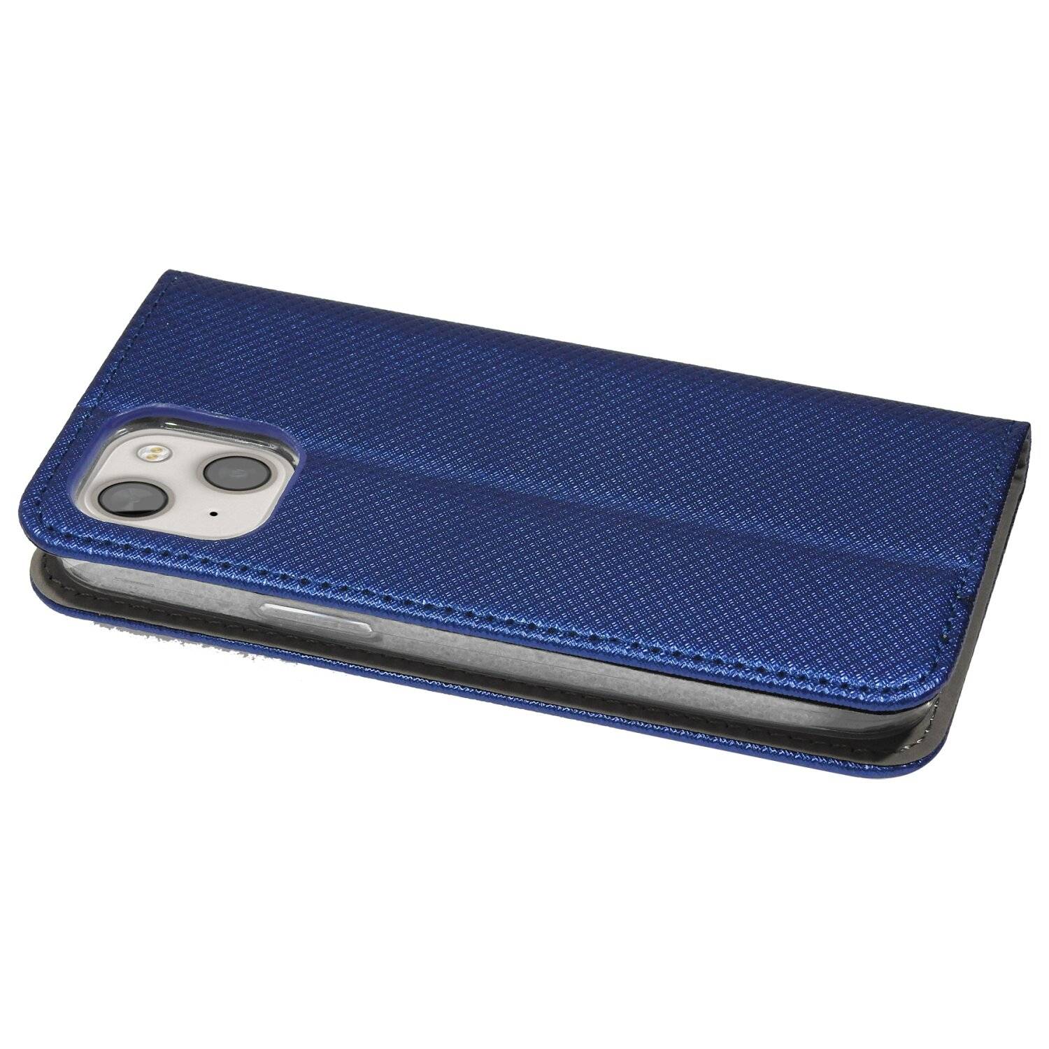 Buch Tasche "Smart" kompatibel mit iPhone 14 Plus Handy Hülle Etui Brieftasche mit Standfunktion, Kartenfach Blau