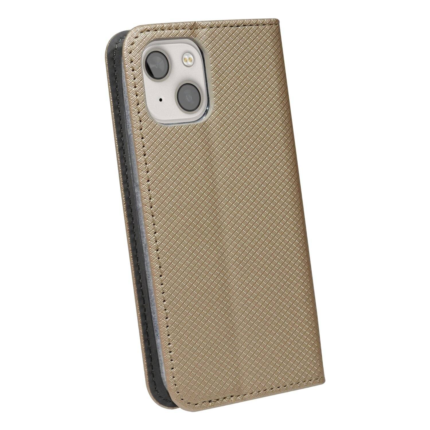 Buch Tasche "Smart" kompatibel mit iPhone 14 Plus Handy Hülle Etui Brieftasche mit Standfunktion, Kartenfach Gold