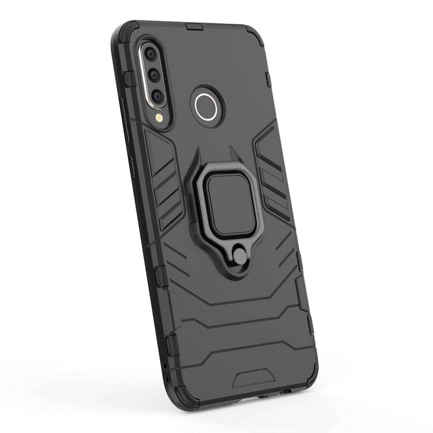 Ring Armor Kickstand Panzerhülle Bumper für Silikon Hard Case Hülle Zubehör Tasche Realme Narzo 50a Schwarz