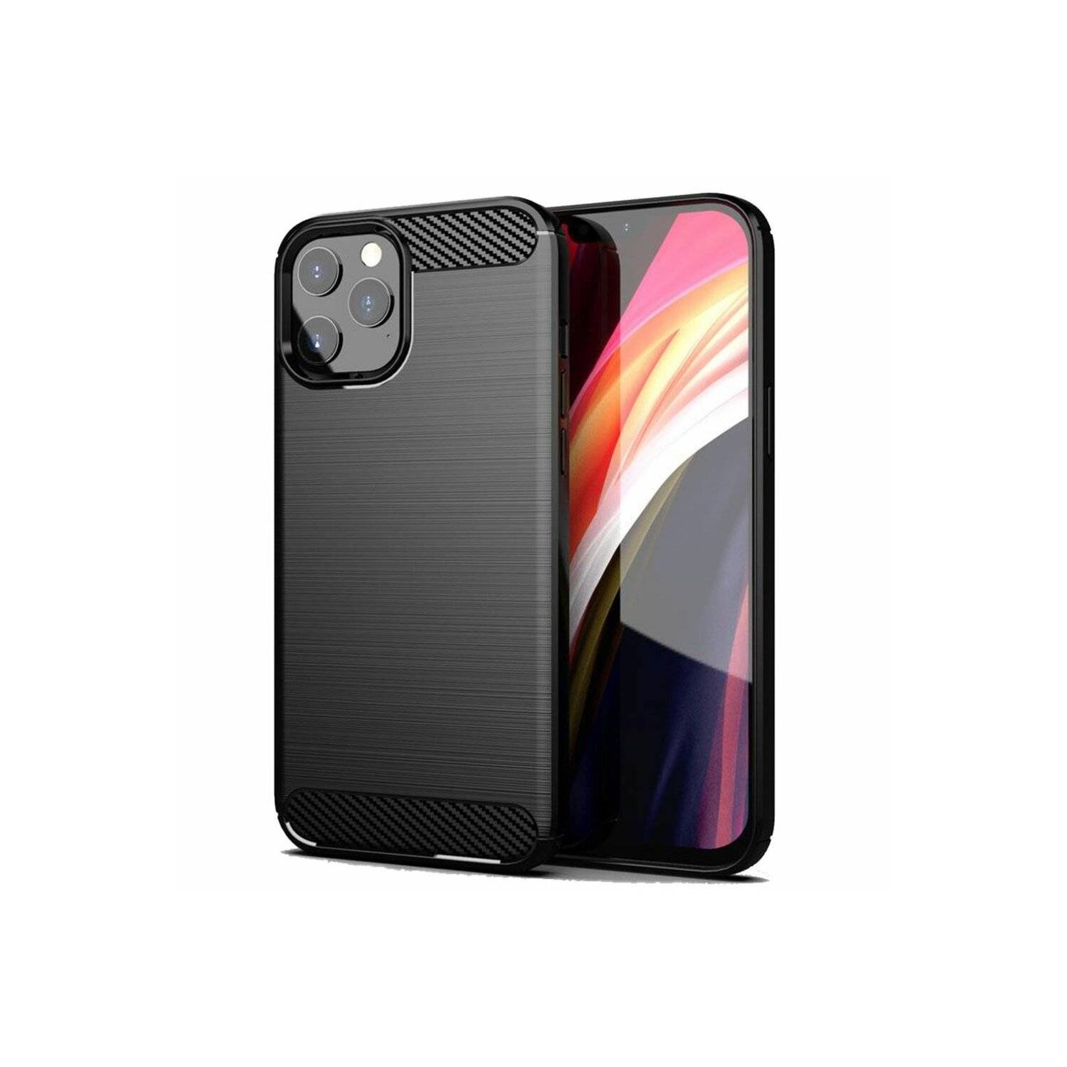 Silikon Hülle Bumper Carbon kompatibel mit iPhone 14 Plus Case TPU Soft Handyhülle Cover Schutzhülle Schwarz