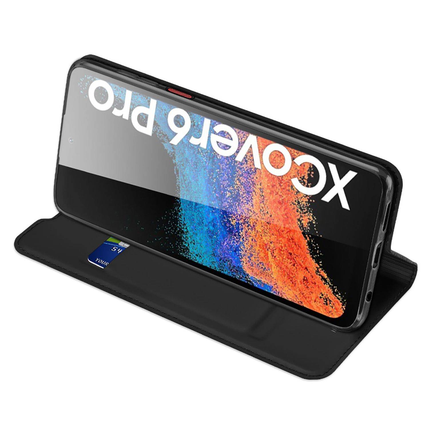 Buch Tasche "Dux Ducis" für SAMSUNG GALAXY XCOVER 6 PRO Handy Hülle Schutzhülle mit Standfunktion, Kartenfach Schwarz