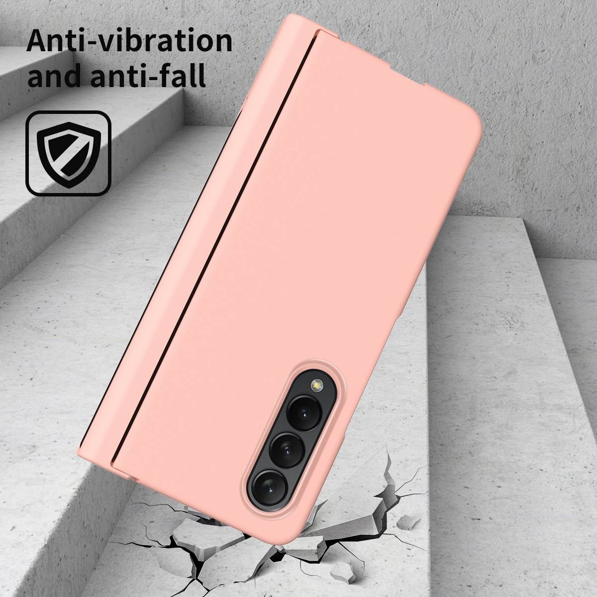 Für Samsung Galaxy Z Fold4 5G Kunststoff Handy Tasche Hülle Etuis Pink + Folie + Stift