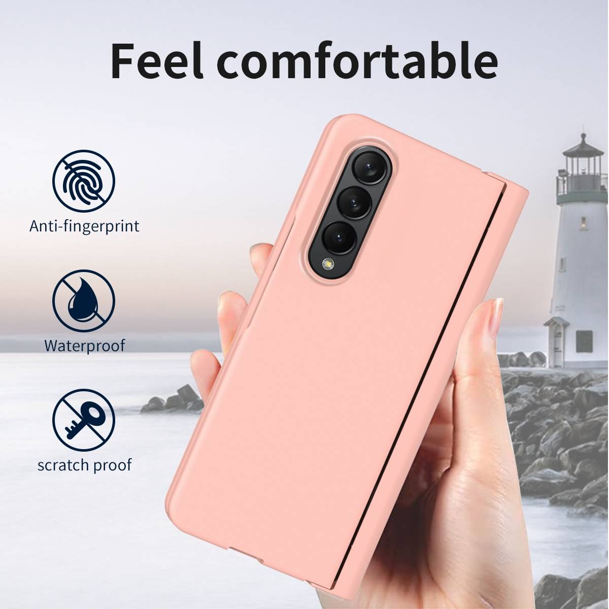 Für Samsung Galaxy Z Fold4 5G Kunststoff Handy Tasche Hülle Etuis Pink + Folie + Stift