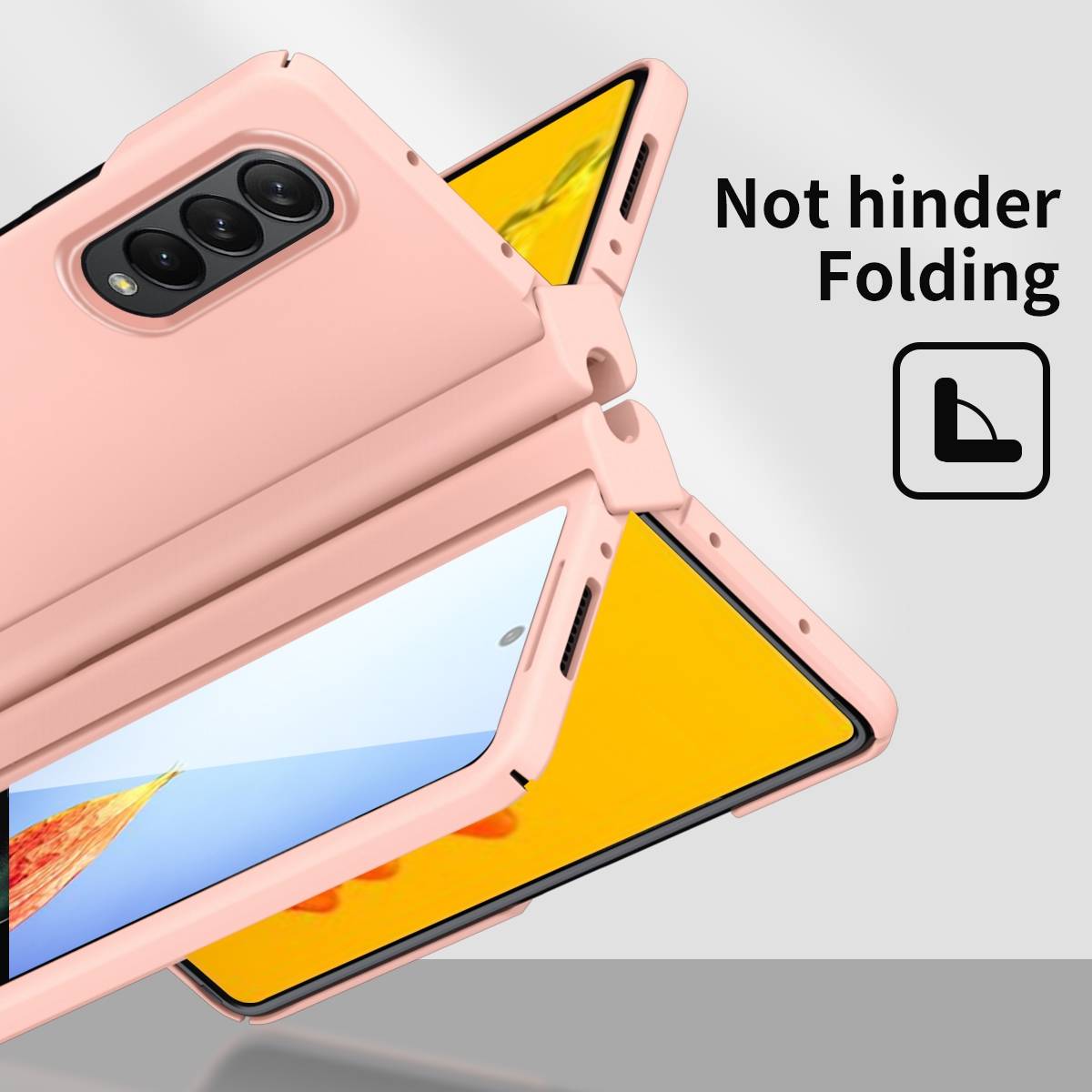 Für Samsung Galaxy Z Fold4 5G Kunststoff Handy Tasche Hülle Etuis Pink + Folie + Stift
