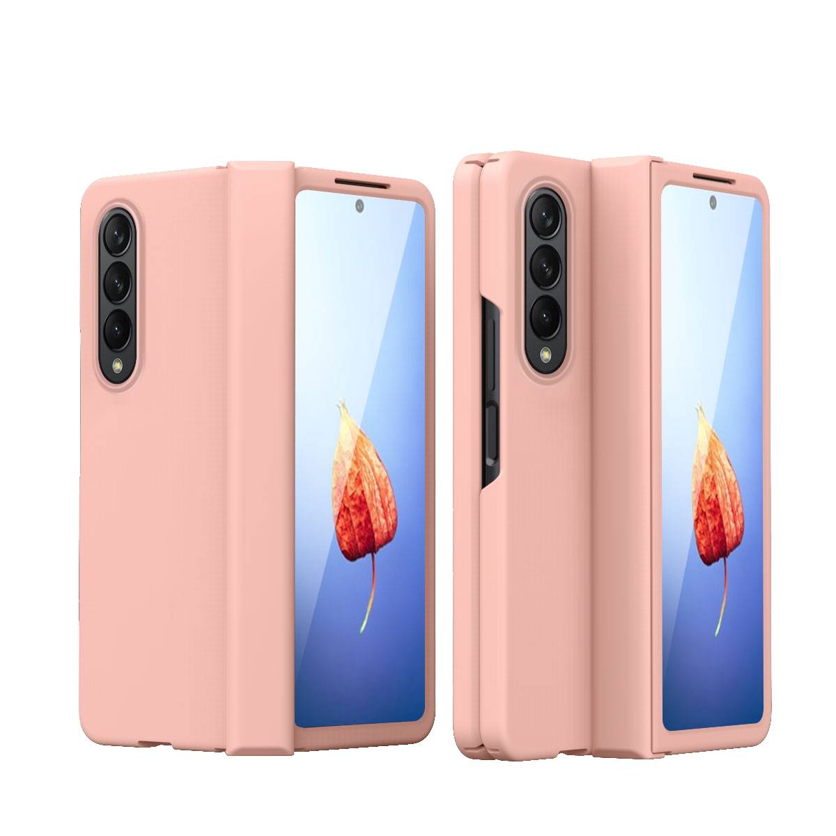 Für Samsung Galaxy Z Fold4 5G Kunststoff Handy Tasche Hülle Etuis Pink + Hart Glas + Stift