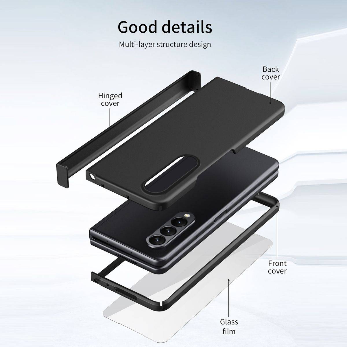 Für Samsung Galaxy Z Fold4 5G Kunststoff Handy Tasche Hülle Etuis Gelb + Hart Glas + Stift