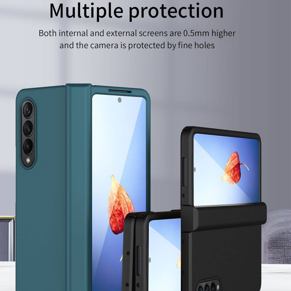 Für Samsung Galaxy Z Fold4 5G Kunststoff Handy Tasche Hülle Etuis Gelb + Hart Glas + Stift