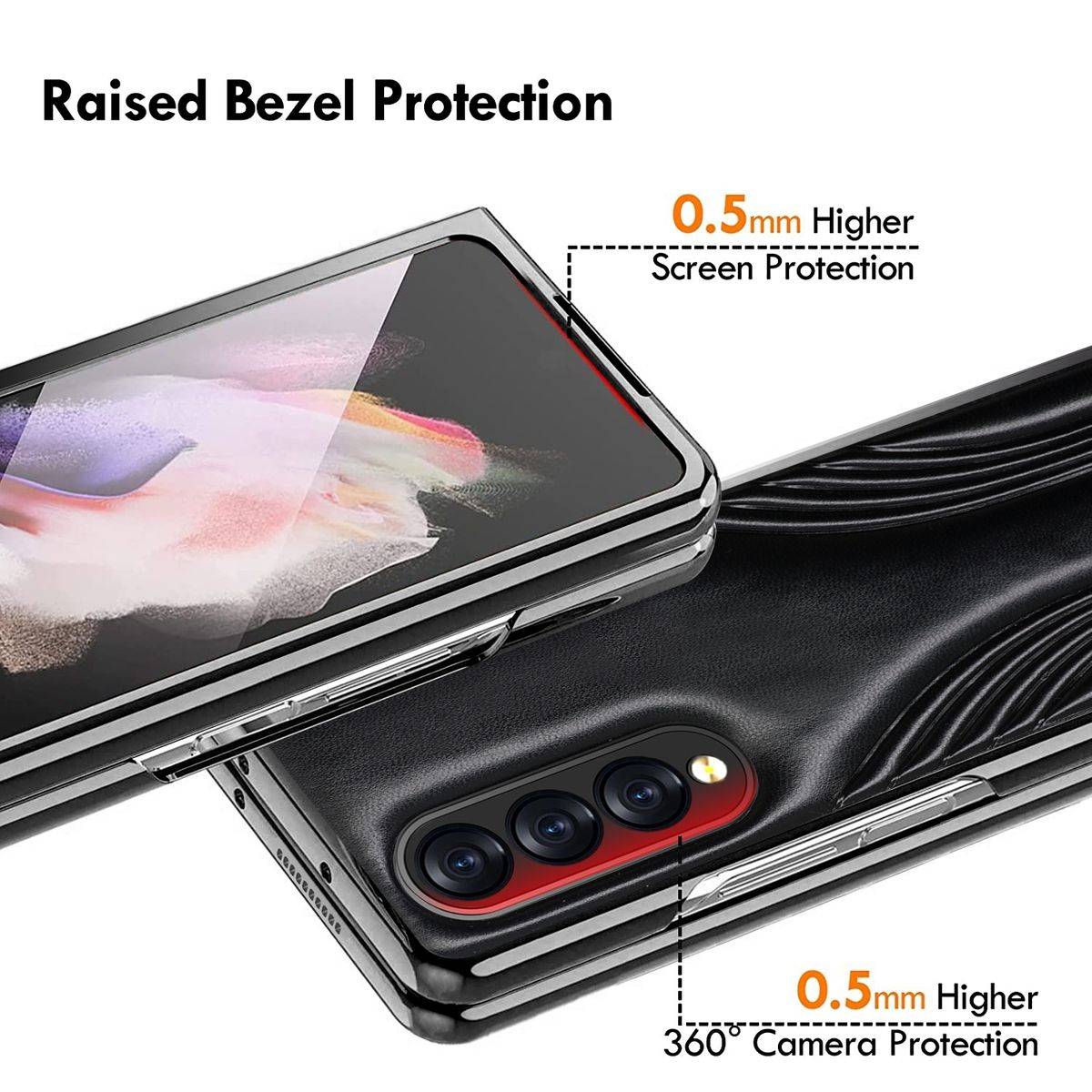 Für Samsung Galaxy Z Fold4 5G Kunstleder / Geprägte Faltung Kunststoff Handy Tasche Hülle Etuis Grün