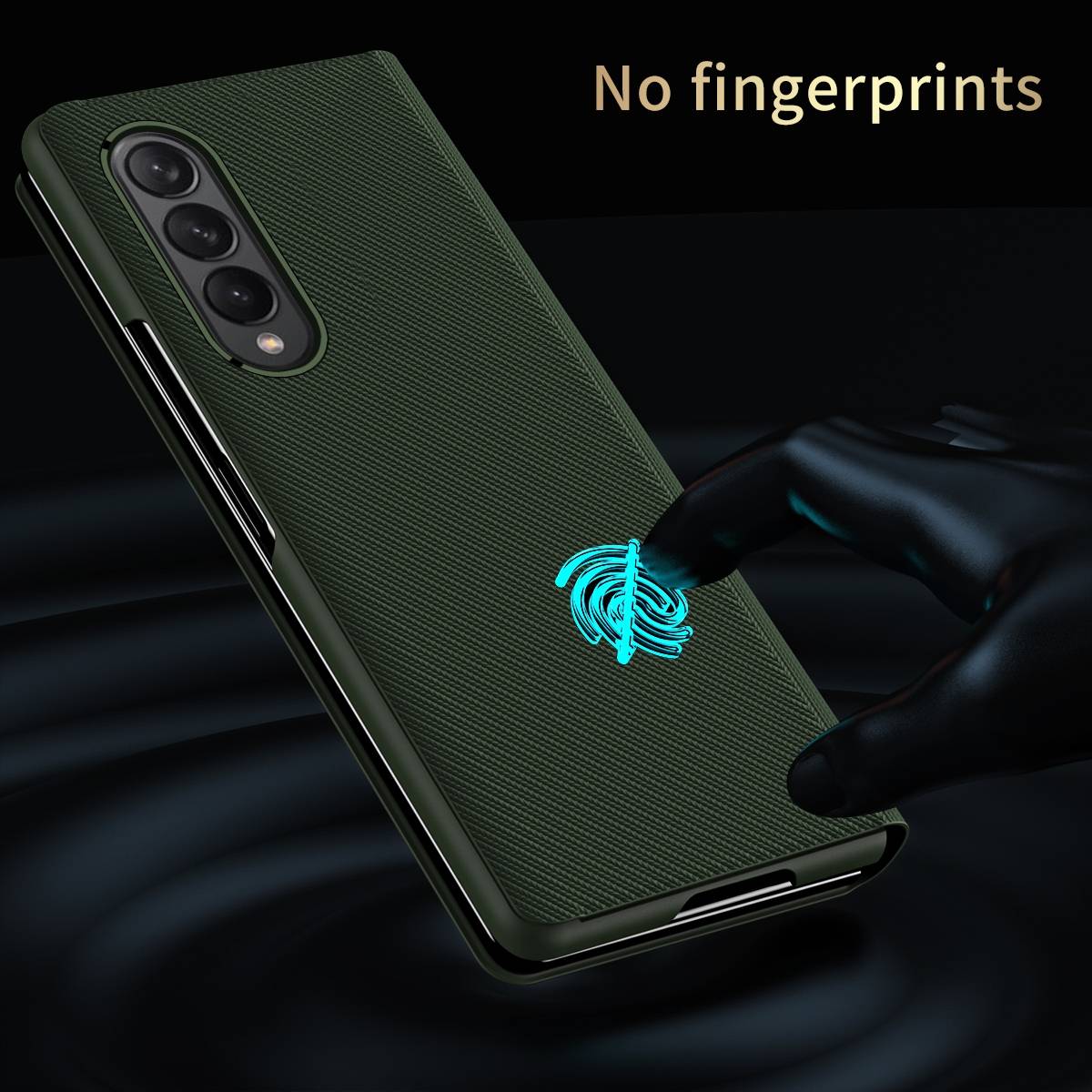 Für Samsung Galaxy Z Fold4 5G Kunstleder / Kevlar Style Kunststoff Handy Tasche Hülle Etuis Schwarz