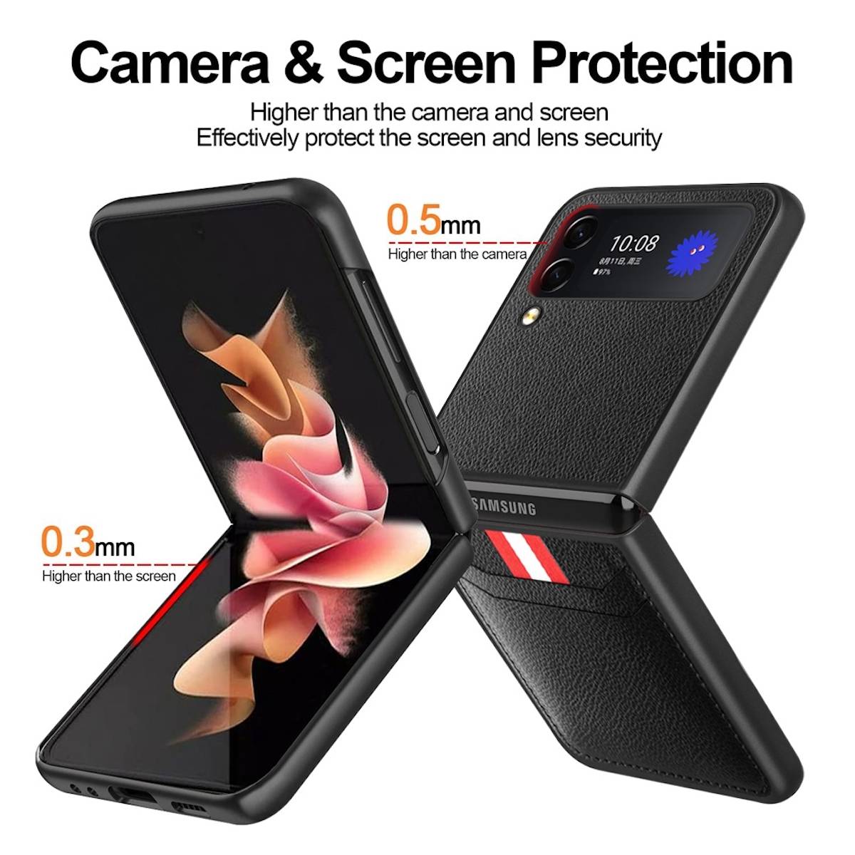 Für Samsung Galaxy Z Flip4 5G Design Kartenfach Hart Cover Handy Tasche Hülle Etuis Grün