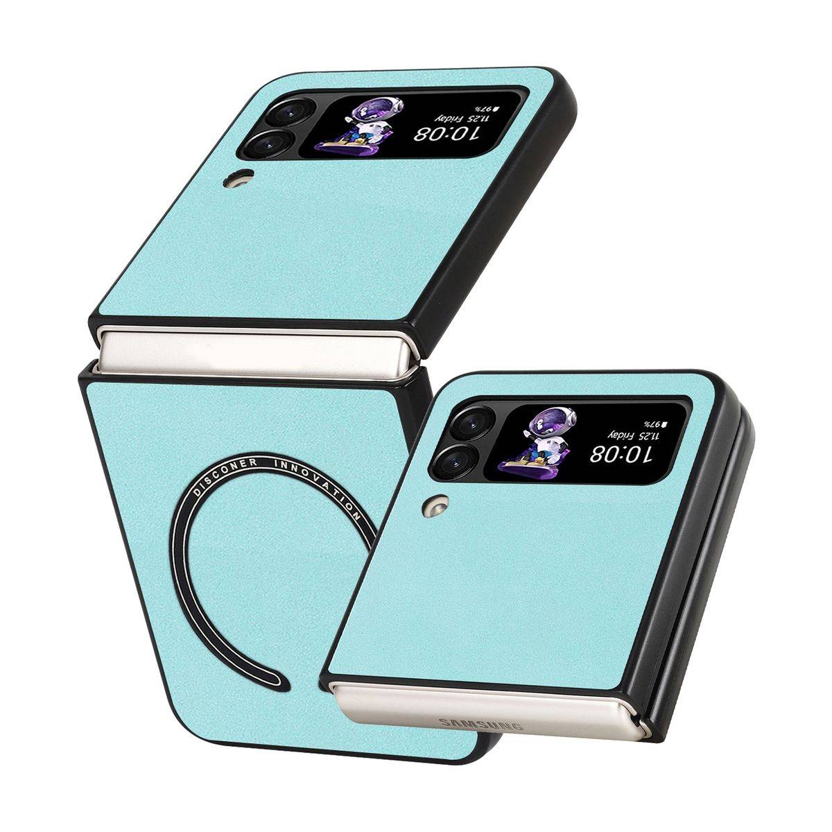Für Samsung Galaxy Z Flip4 5G Design MagSafe Magnetic Hart Cover Handy Tasche Hülle Etuis Hellblau