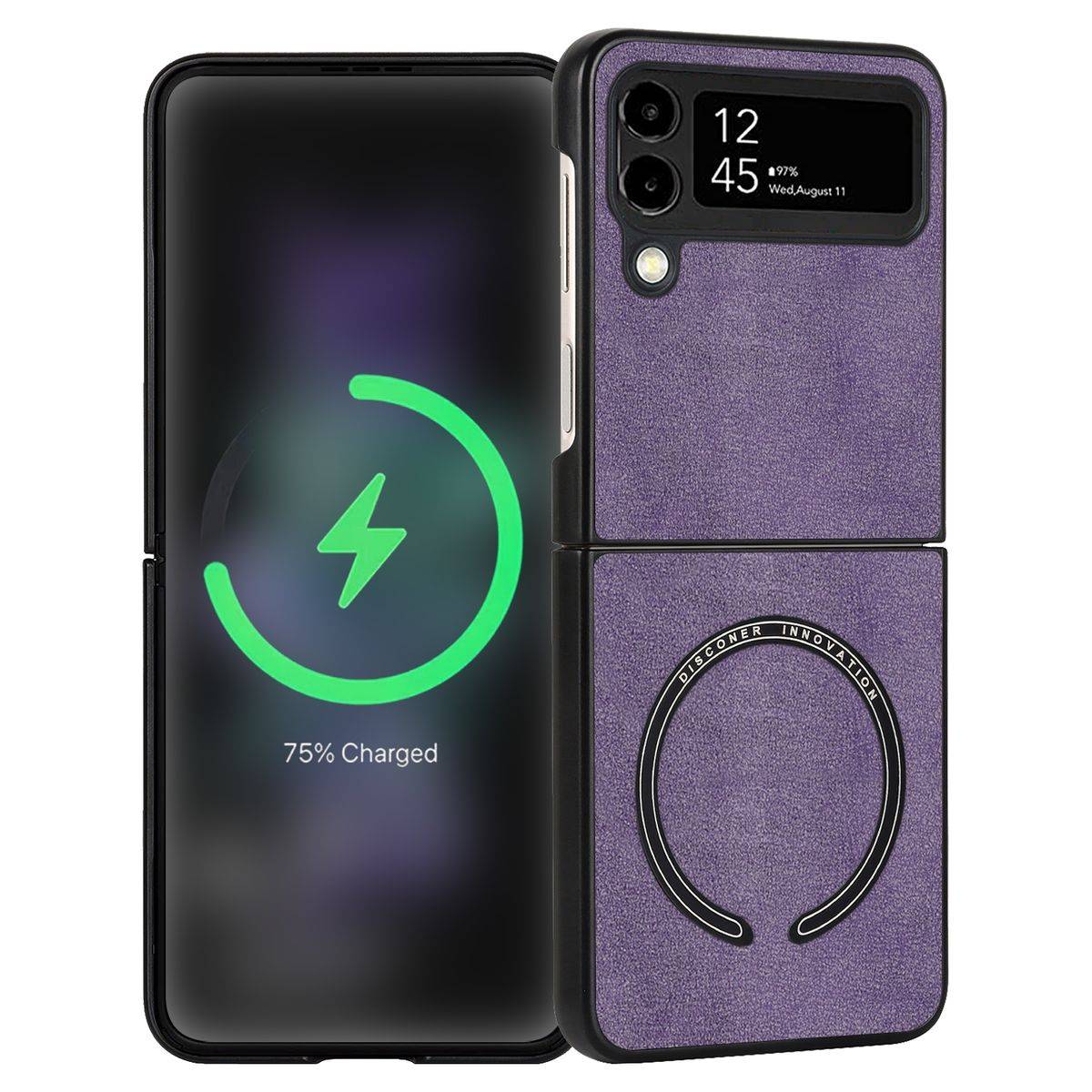 Für Samsung Galaxy Z Flip4 5G Design MagSafe Magnetic Hart Cover Handy Tasche Hülle Etuis Lila