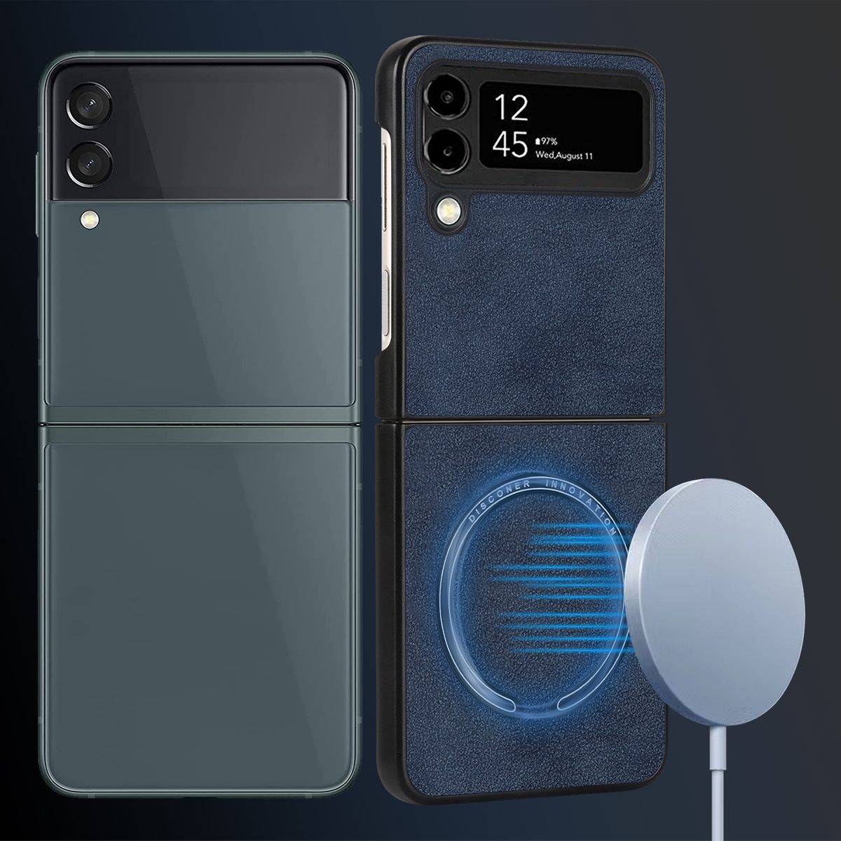 Für Samsung Galaxy Z Flip4 5G Design MagSafe Magnetic Hart Cover Handy Tasche Hülle Etuis Lila