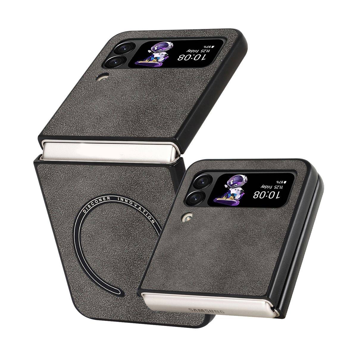 Für Samsung Galaxy Z Flip4 5G Design MagSafe Magnetic Hart Cover Handy Tasche Hülle Etuis Grau