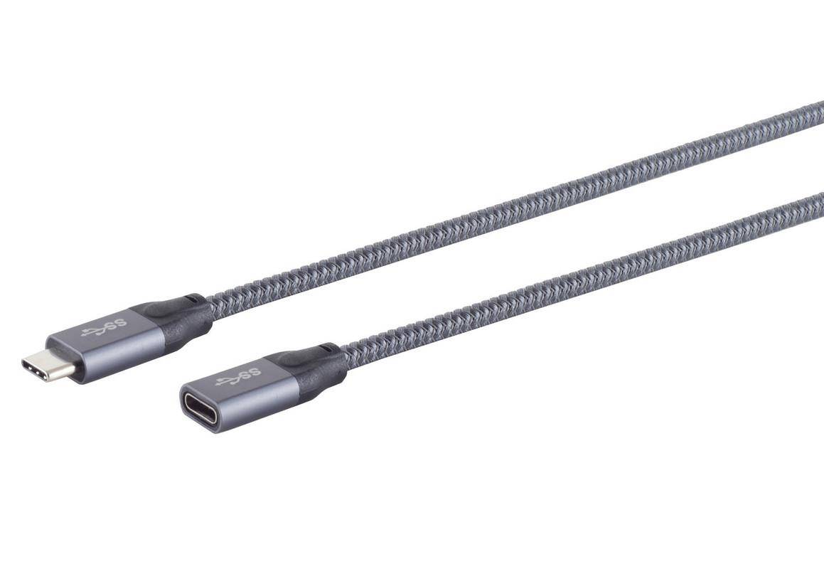 USB Type-C 3.2 Gen 2x1 Verlängerungskabel, grau - Länge: 1,50 m