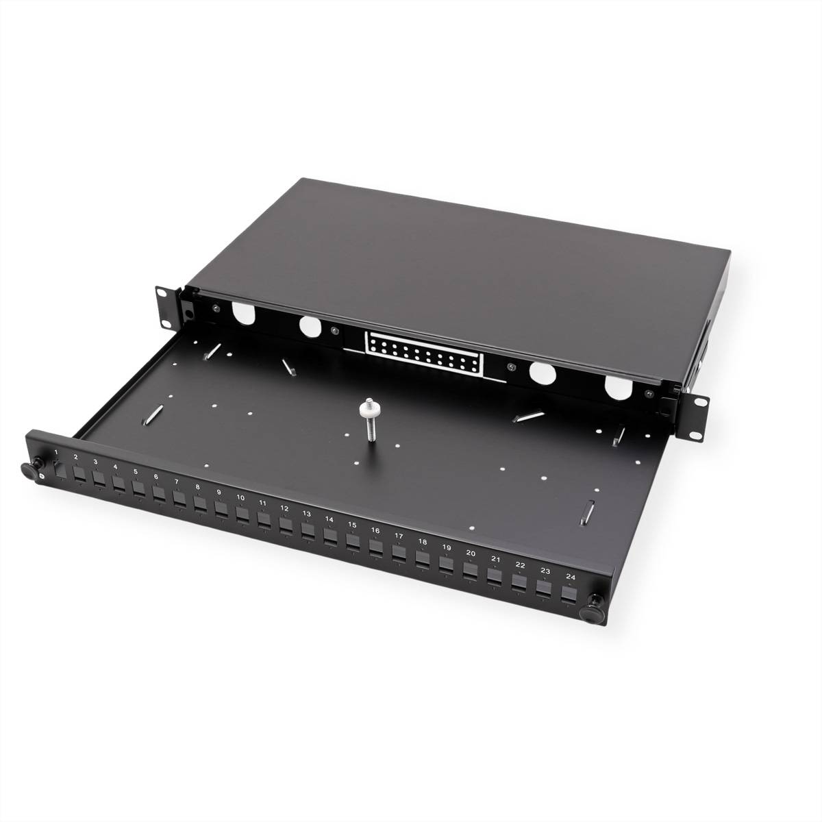 VALUE 19-Zoll-Spleißbox leer 1 HE, ausziehbar, 24x SC SX / LC DX