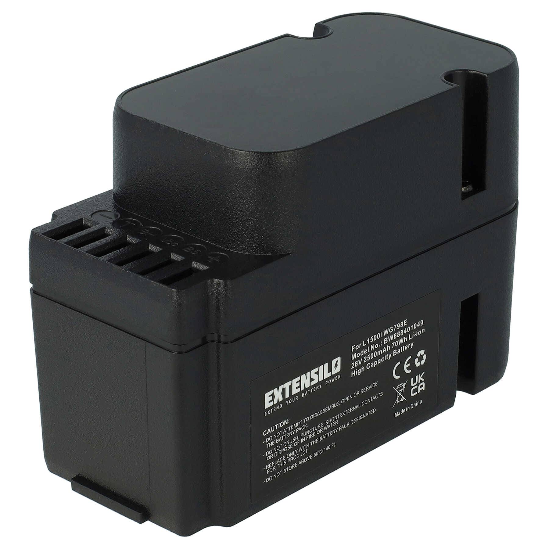 EXTENSILO Akku kompatibel mit Worx Landroid L1500i WG798E, M1000 WG791E.1, M1000i WG796E.1 Rasenroboter Rasenmäher (2500mAh, 28V, Li-Ion)