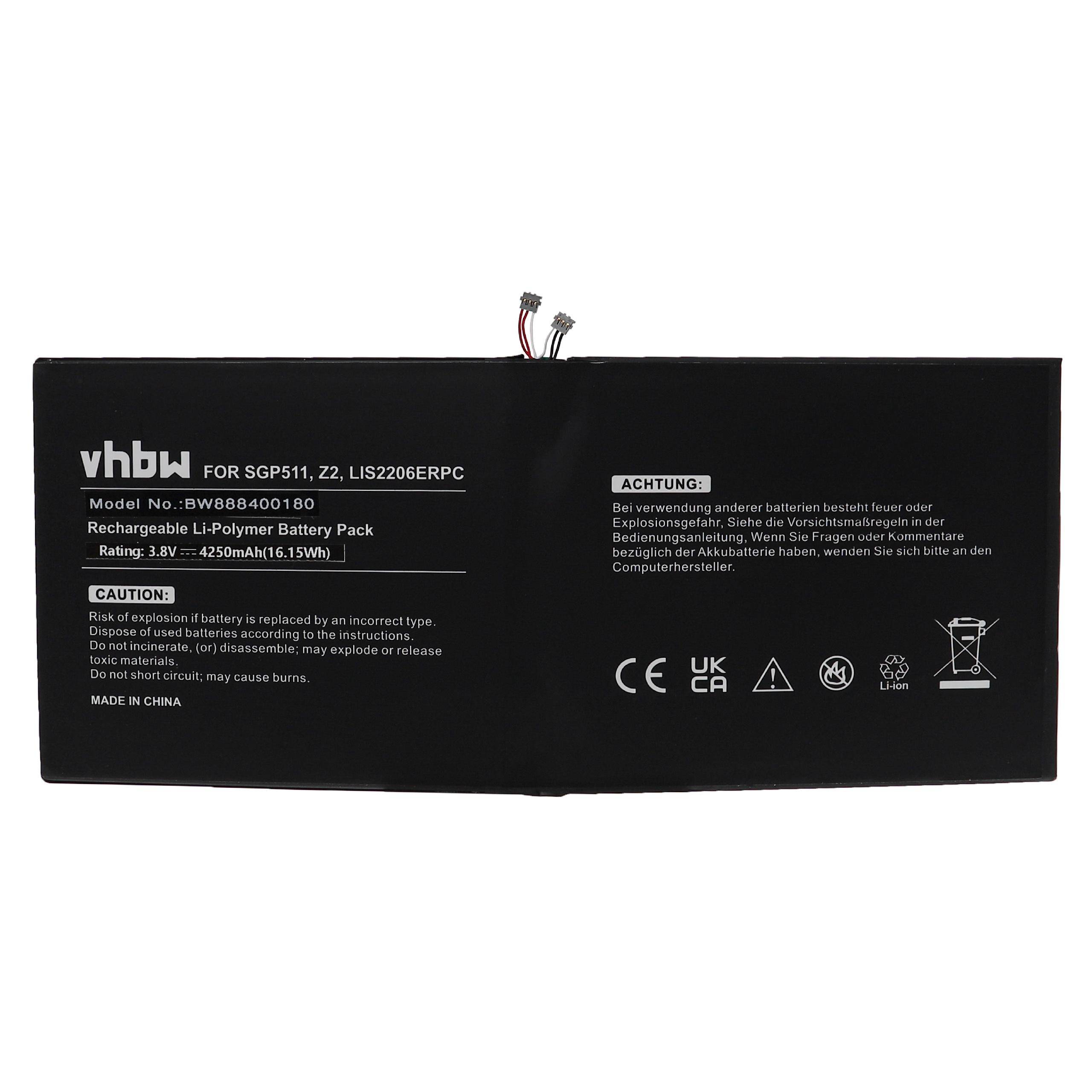 vhbw Akku kompatibel mit Sony Xperia Z2 TD-LTE | Z2 SGP551, Z2 SGP561, Z2 SOT21 Tablet Pad (4250 mAh, 3,8 V, Li-Polymer)