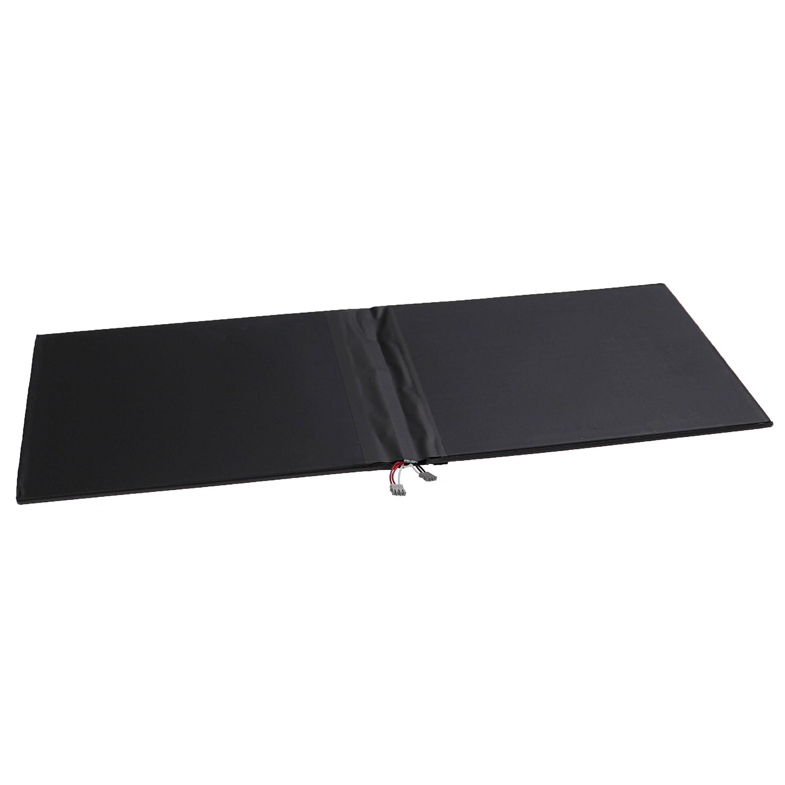 Ein schwarzes, faltbares Solarpanel, das flach ausgebreitet liegt und dabei seine Oberfläche sowie kleine Anschlüsse am unteren Rand für Ladung und Energiegewinnung zeigt.