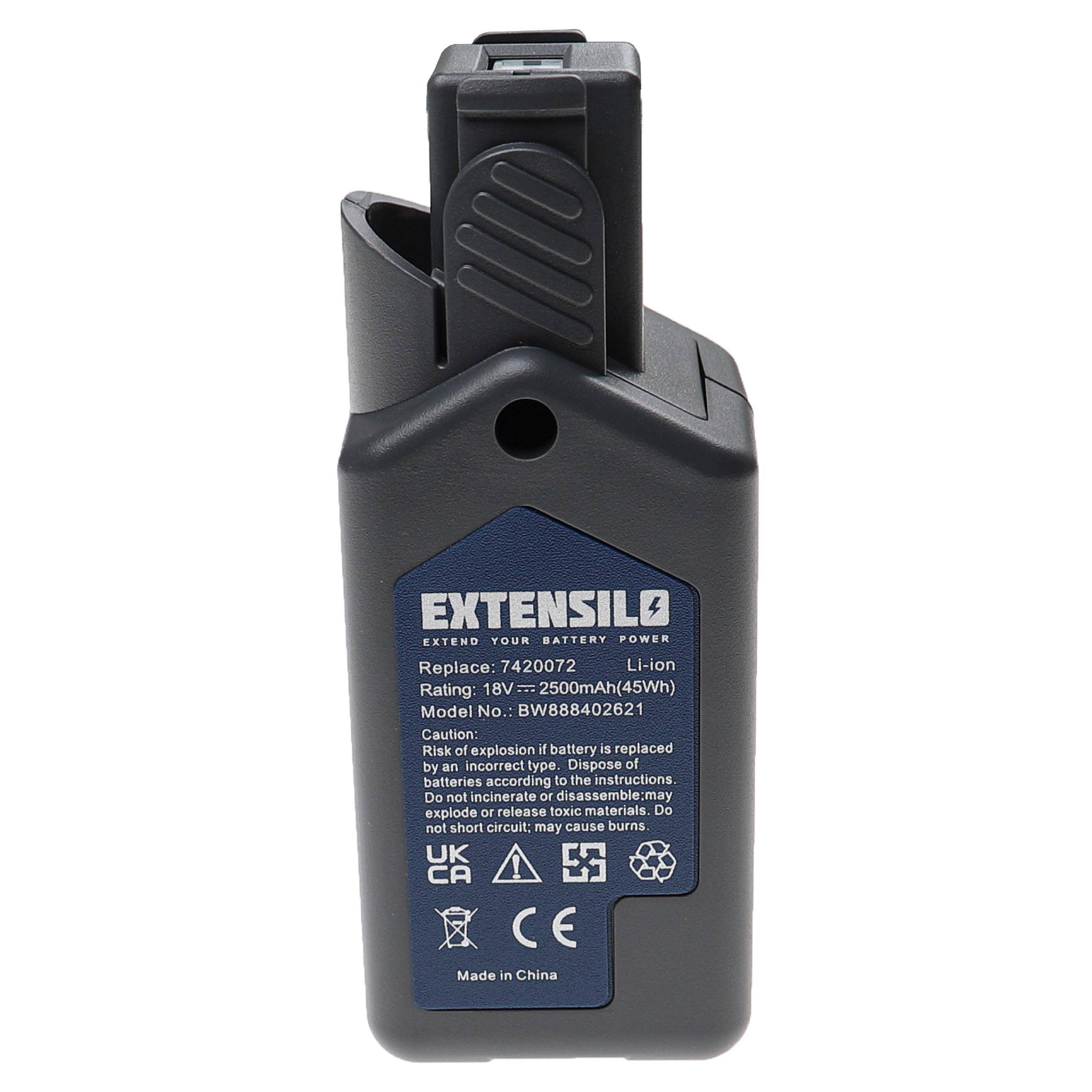 EXTENSILO Akku kompatibel mit Wolf Garten GTB 815, HSA 45 V, GT 815 Rasentrimmer Elektrosense (2500mAh 18V Li-Ion)