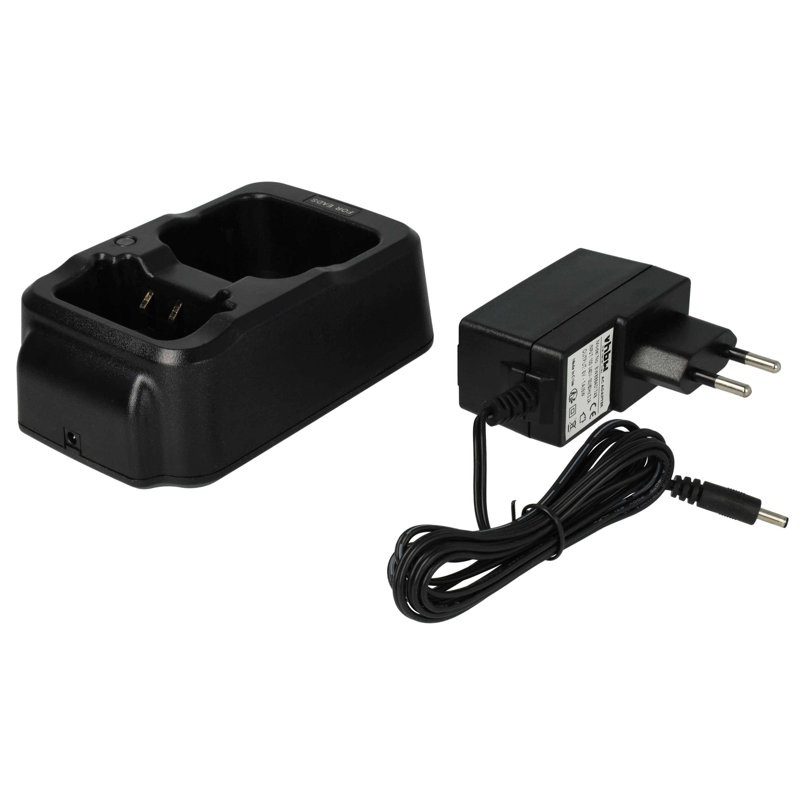 vhbw Dual-Ladegerät kompatibel mit Airbus BLN-5i, BLN-6 Funkgerät-Akkus - Ladestation + Netzteil, 4,2 V, 0,5 - 0,8 A