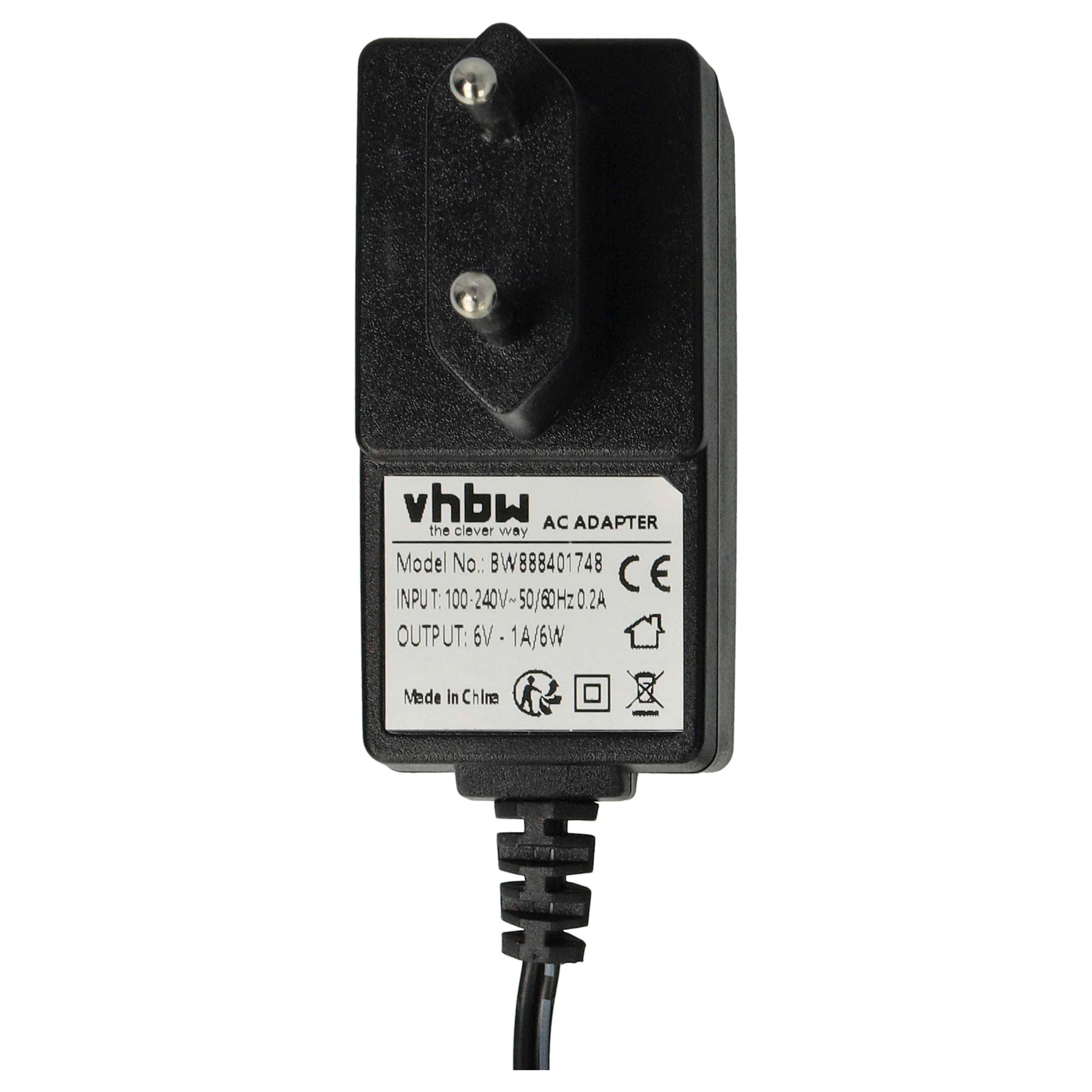 Ein schwarzer Stromadapter mit der Bezeichnung „vhbw