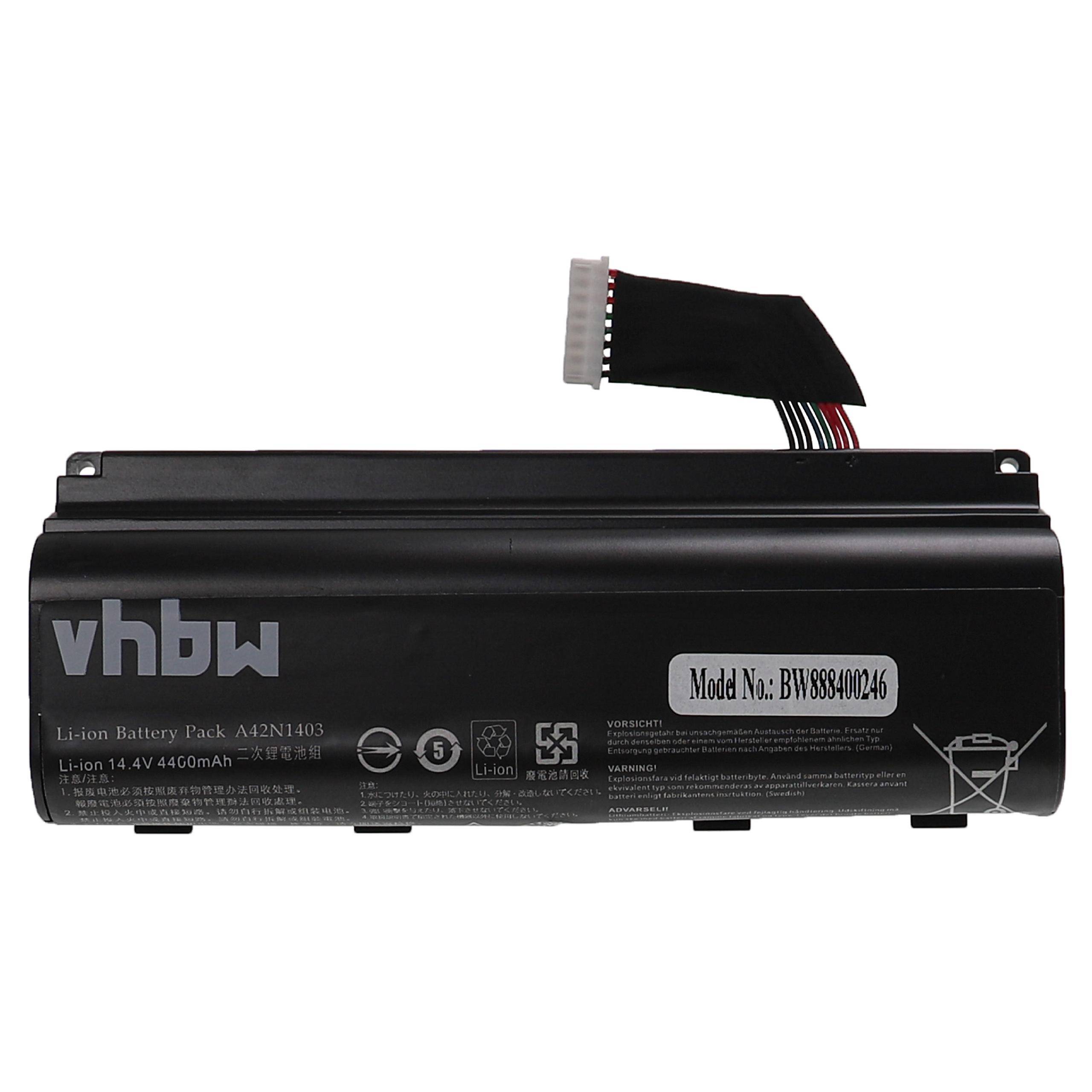 Ein schwarzes Lithium-Ionen-Akkupack mit der Bezeichnung „vhbw