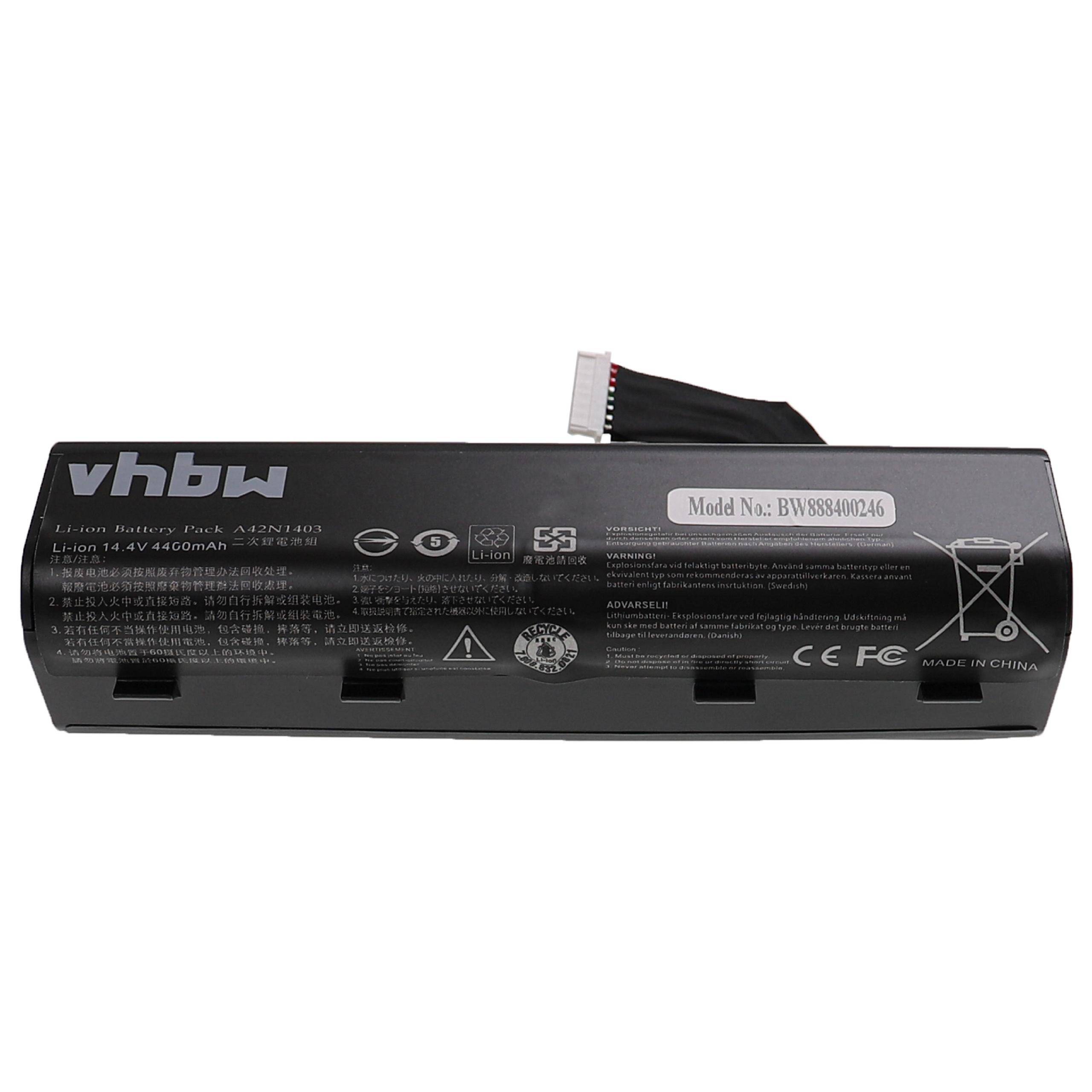 vhbw Akku kompatibel mit Asus G751J, G751J-BHI7T25, G751JL-BSi7T28, G751, G751JL, G751JL-T7003H Notebook (4400mAh, 14,4V, Li-Ion)