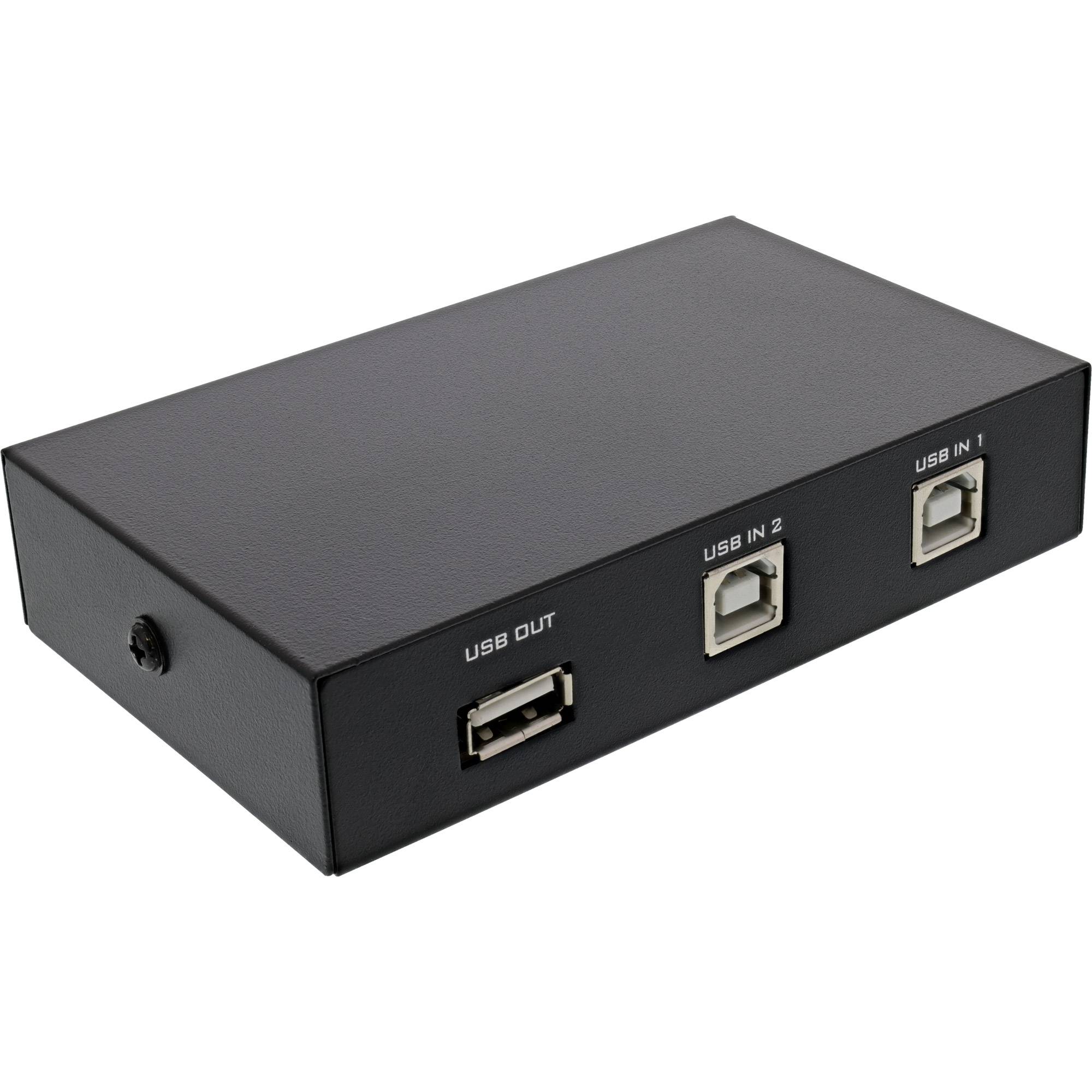 INLINE - USB 2.0 Umschalter manuell - USB-A Gerät an 2 Computer