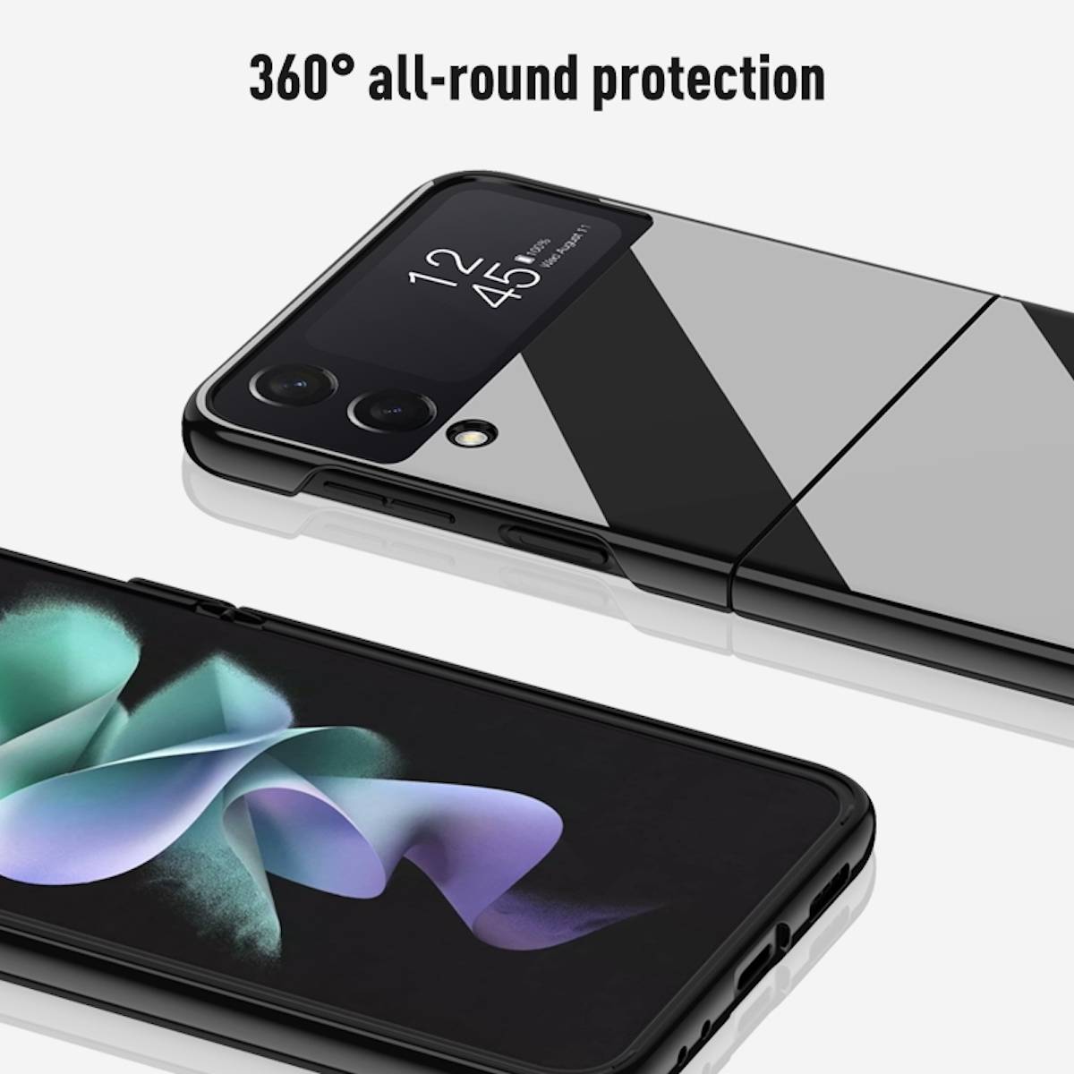 Für Samsung Galaxy Z Flip4 5G Design Piano Paint Hart Cover Handy Tasche Hülle Etuis Schwarz