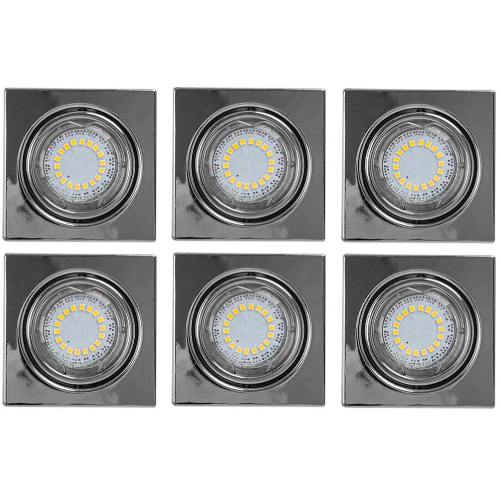 Einbaustrahler Deckenspot Deckenleuchte Lampe Einbauleuchte, Wohnzimmer Metall chrom, 1x LED 4,5W 360Lm 2700K, D 9cm, 6er Set