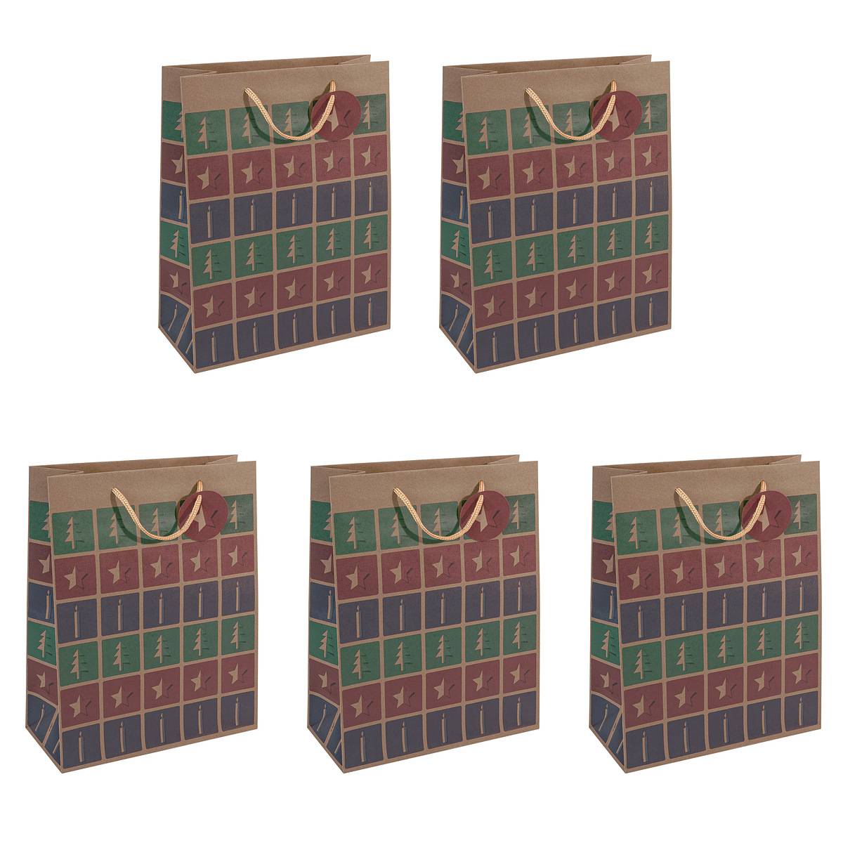 SIGEL Geschenktasche groß -grün, rot, violett -mit Bodeneinlage, Geschenkanhänger und farblich abgestimmten Tragekordeln