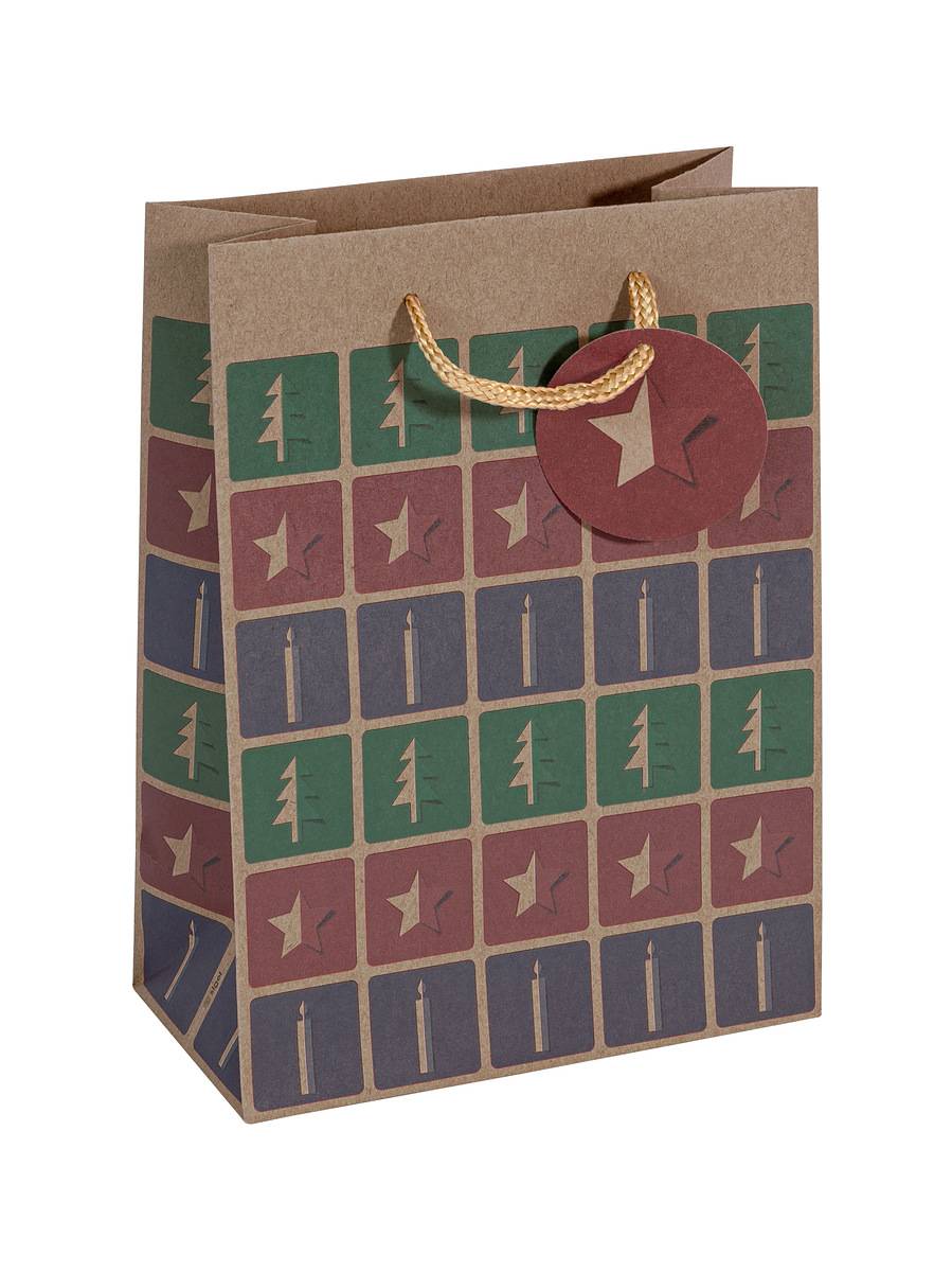 SIGEL Geschenktasche mittel -grün, rot, violett -mit Bodeneinlage, Geschenkanhänger, farblich abgestimmten Tragekordeln