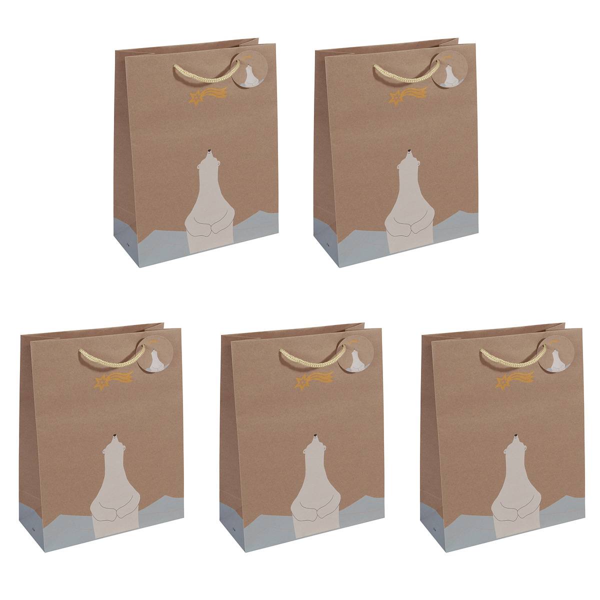 SIGEL Geschenktasche groß - beige - mit Bodeneinlage, Geschenkanhänger und farblich abgestimmten Tragekordeln