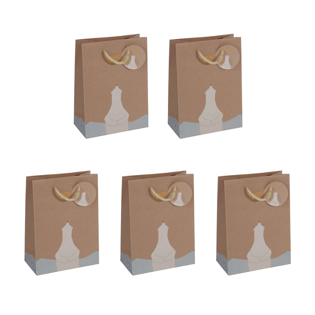 SIGEL Geschenktasche mittel - beige - mit Bodeneinlage, Geschenkanhänger und farblich abgestimmten Tragekordeln