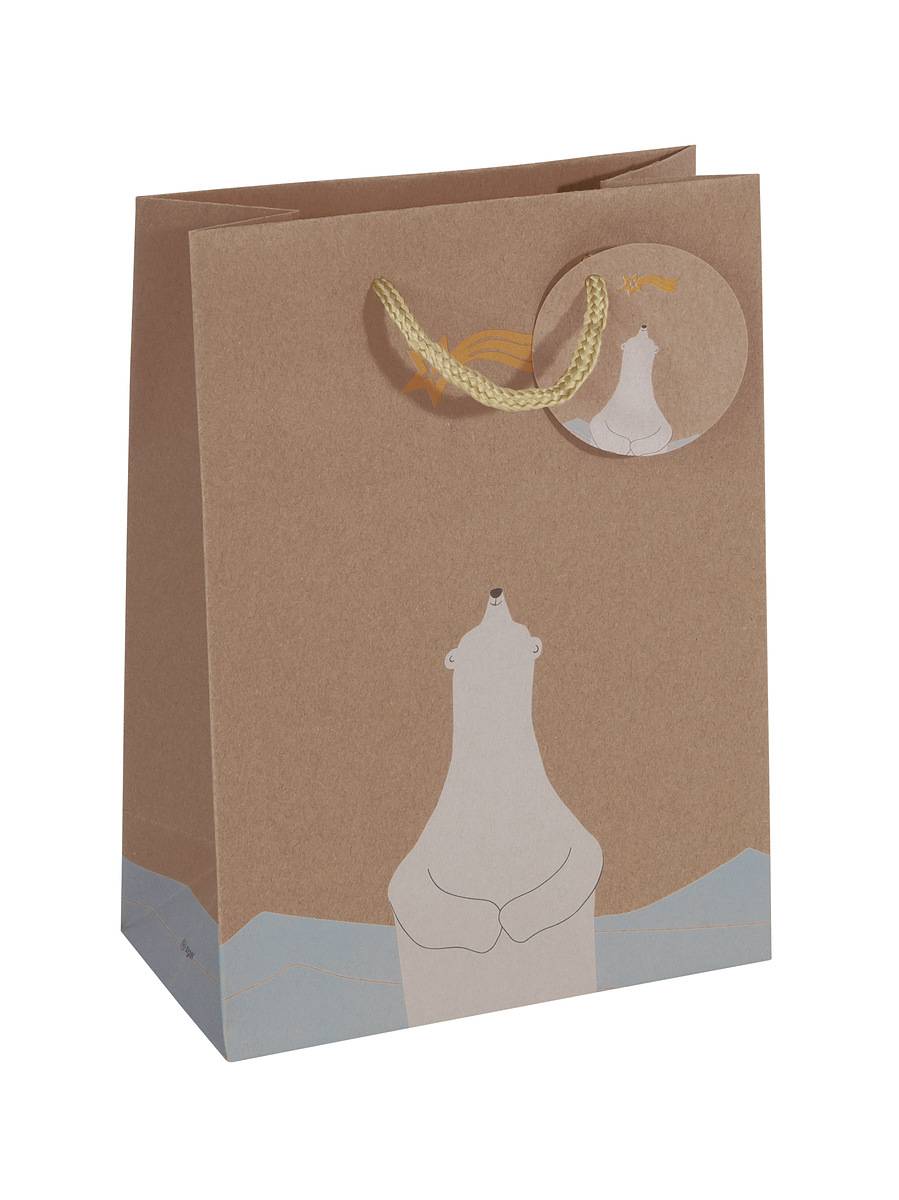 SIGEL Geschenktasche mittel - beige - mit Bodeneinlage, Geschenkanhänger und farblich abgestimmten Tragekordeln