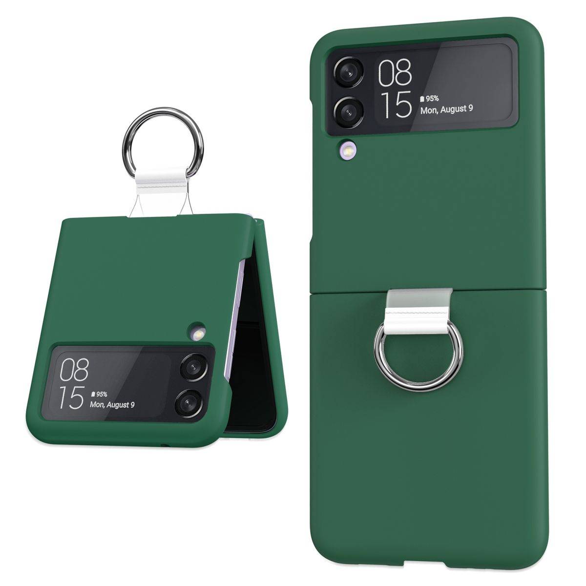 Für Samsung Galaxy Z Flip4 5G Ring Kunststoff Silikon Cover Handy Tasche Hülle Etuis Dunkelgrün