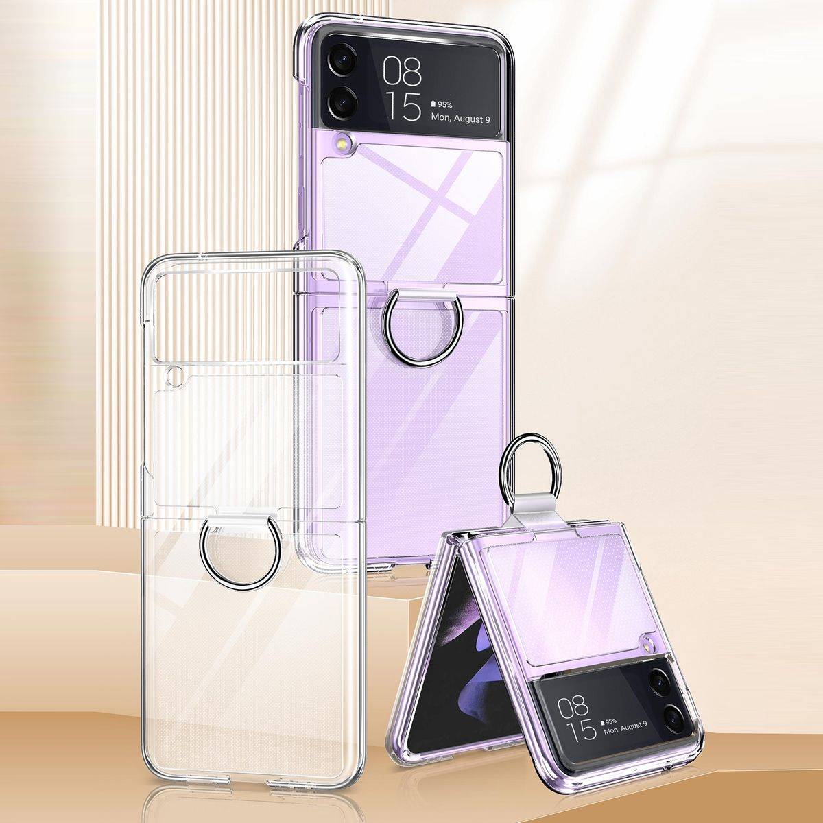 Für Samsung Galaxy Z Flip4 5G Ring Kunststoff Silikon Cover Handy Tasche Hülle Etuis Dunkelgrün