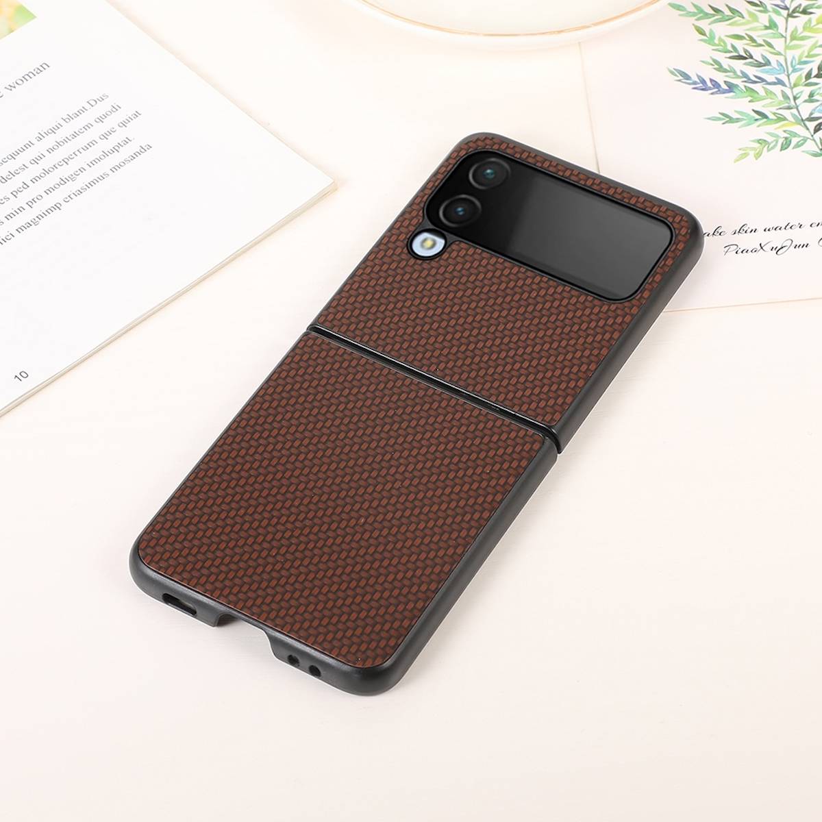 Samsung Galaxy Z Flip4 5G Carbon Kunststoff Silikon Cover Handy Tasche Hülle Etuis Braun