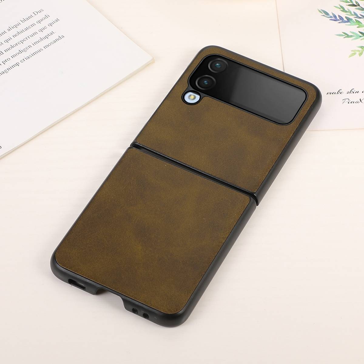 Samsung Galaxy Z Flip4 5G Struktur Kunststoff Cover Handy Tasche Hülle Etuis Braun
