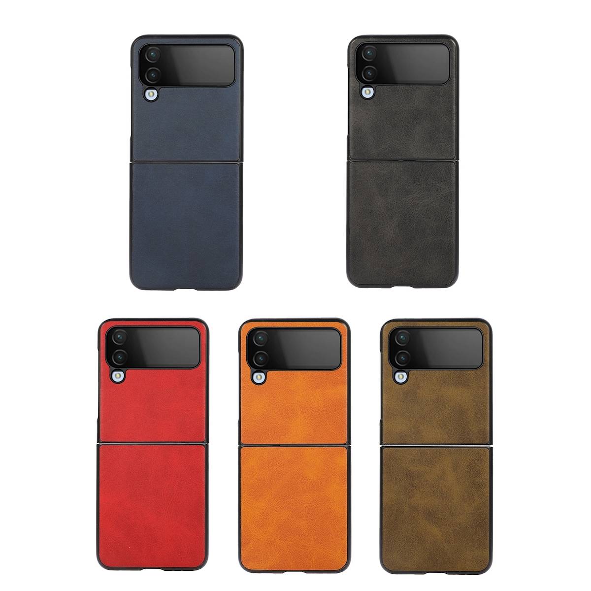 Samsung Galaxy Z Flip4 5G Struktur Kunststoff Cover Handy Tasche Hülle Etuis H-Braun