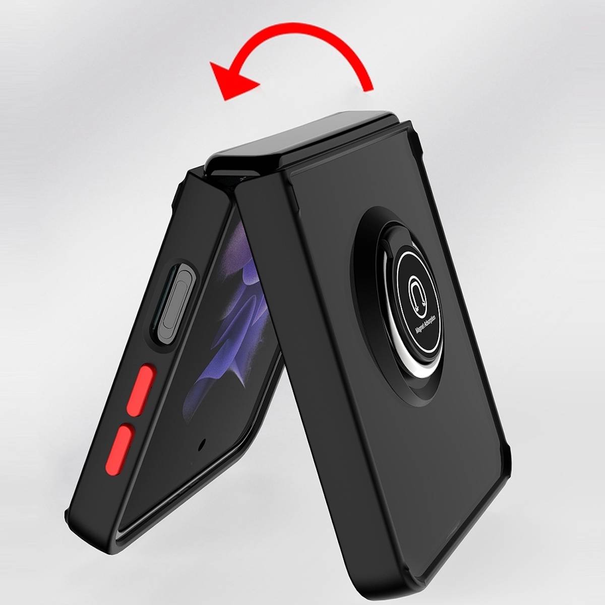 Samsung Galaxy Z Flip4 5G Shadow Ring Kunststoff Silikon Cover Handy Tasche Hülle Etuis Rot