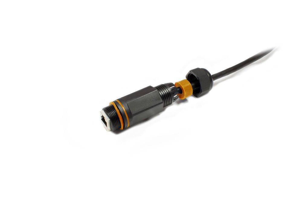 Patchkabelkupplung, Outdoor (IP67), Cat. 6A, RJ45, vollgeschirmt, schwarz, Good Connections®