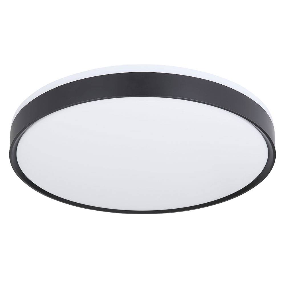 Deckenlampe dimmbar mit Fernbedienung Deckenleuchte Schlafzimmerlampe, CCT Nachtlicht, Metall schwarz, 1x LED 24W 1300lm 2700-6500K warmweiß-kaltwei