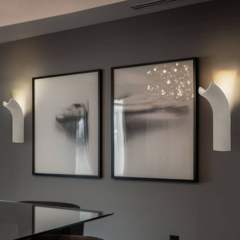 Wandleuchte Beton LED Wandstrahler Beton grau Wohnzimmerlampe Wand LED, indirekte Beleuchtung, 1x LED 4,2W 200Lm warmweiß, BxH 10x30 cm, 2er Set