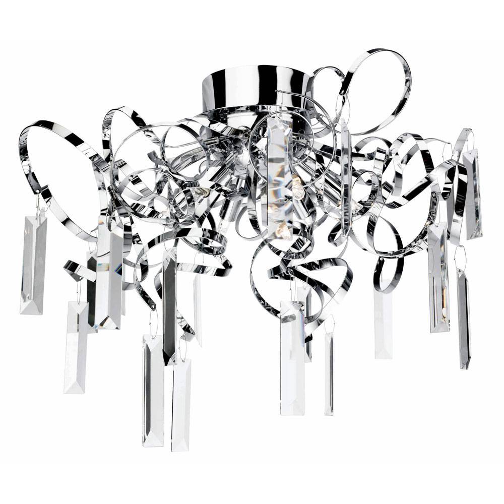 Deckenleuchte Glasbehang Deckenlampe Wohnzimmer Lampe Chrom Beleuchtung, Spiegel Metall, 6x G9, DxH 50x43 cm