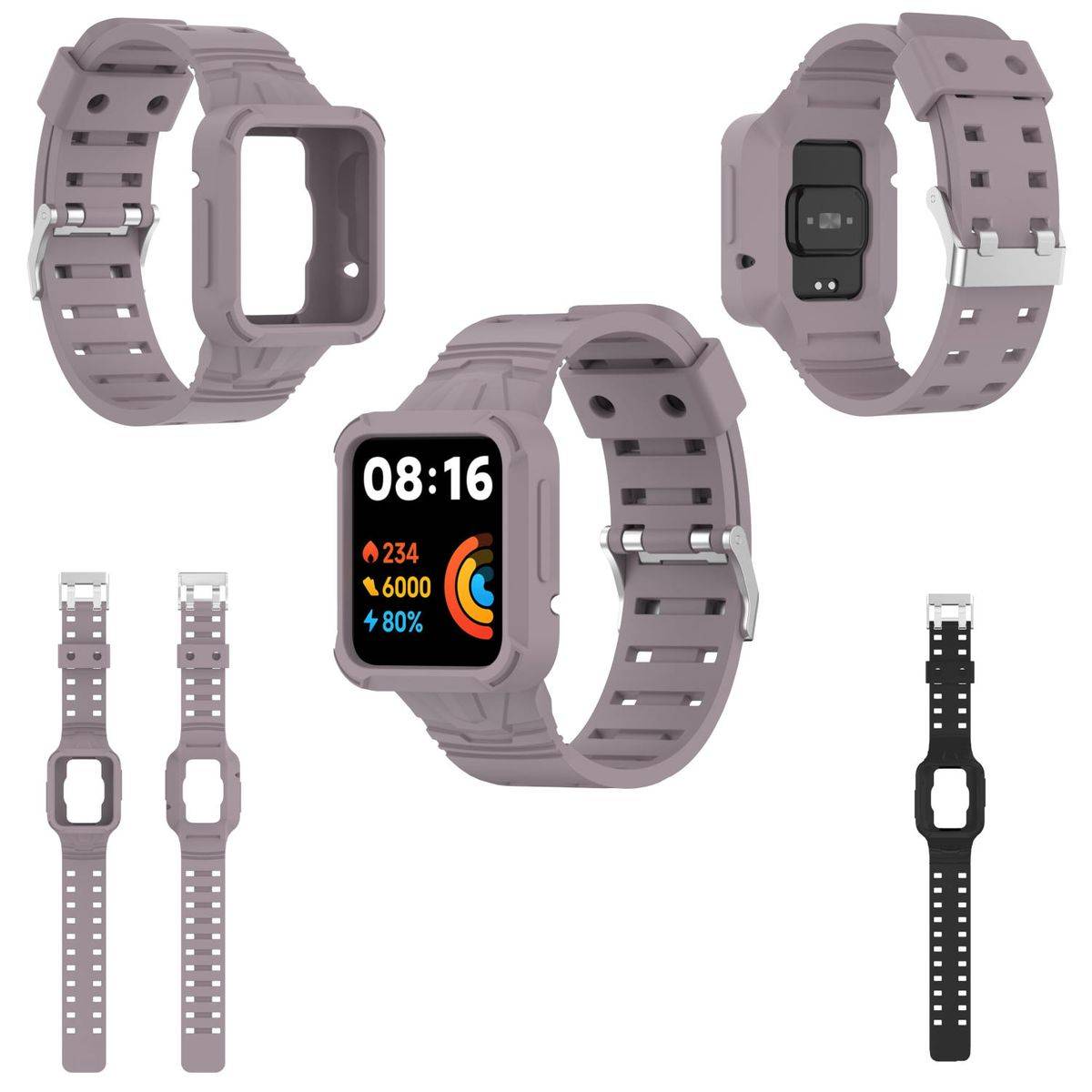 Für Xiaomi Poco Watch Kunststoff / Silikon Sport Ersatz Armband Band Hell-Lila Uhr Neu