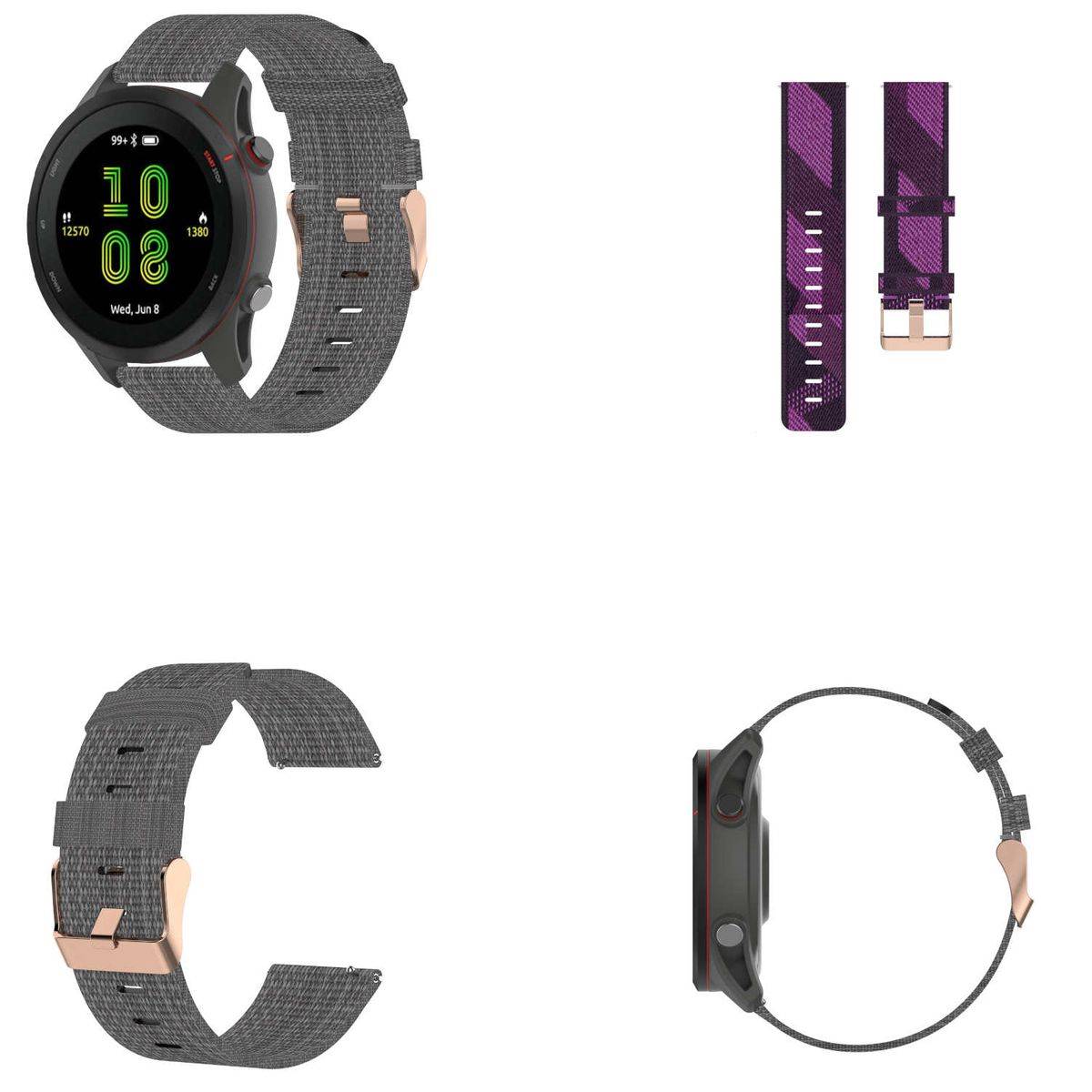 Für Garmin Forerunner 255 Uhr Watch Nylon Armband Ersatz Sport Arm Band Muster 7