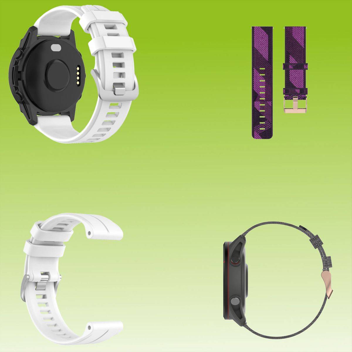 Für Garmin Forerunner 255 Kunststoff / Silikon Sport Watch Uhr Ersatz Armband Band Weiß Uhr Neu