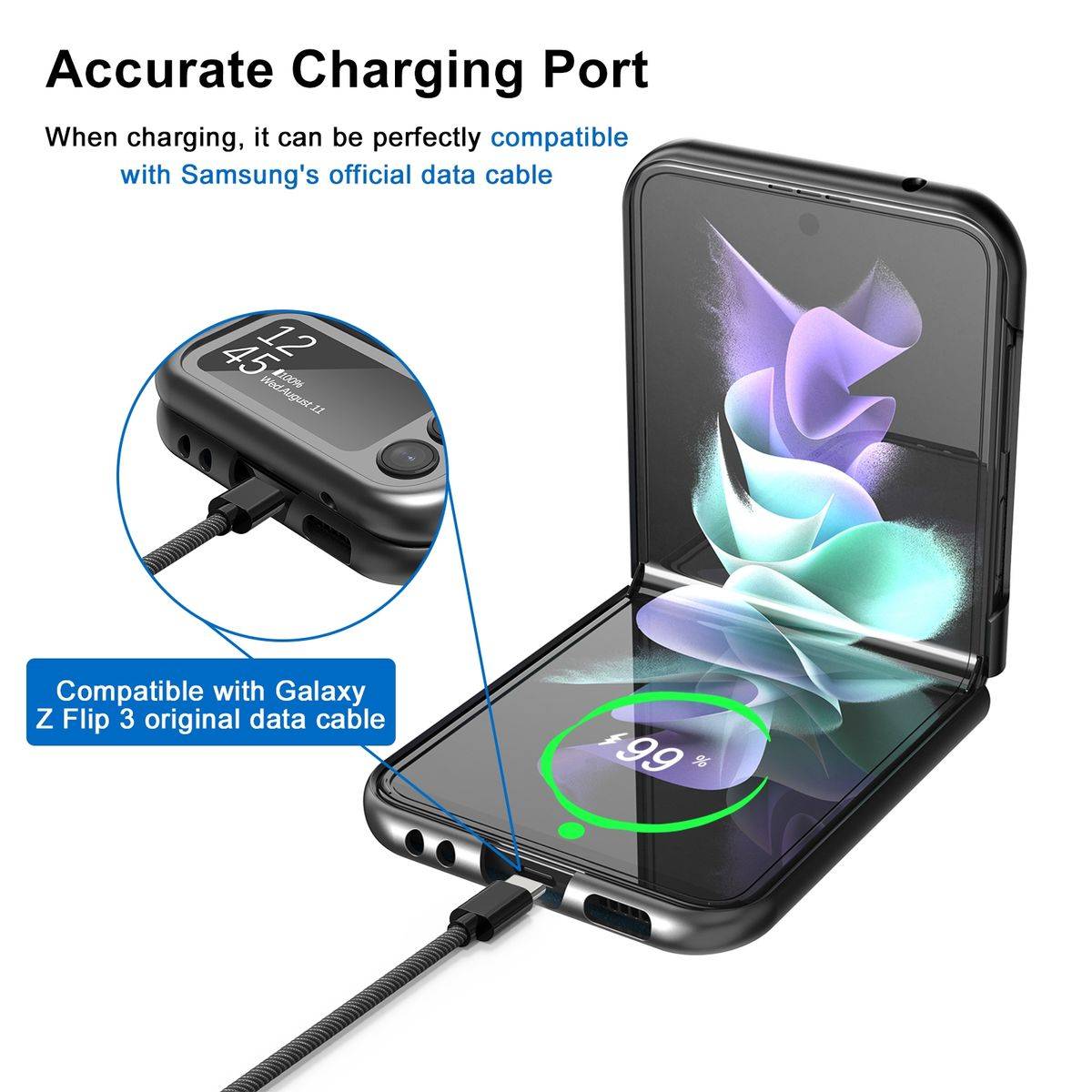 Für Samsung Galaxy Z Flip4 5G All-Inclusive Kunstleder Cover Handy Tasche Hülle Etuis Schwarz